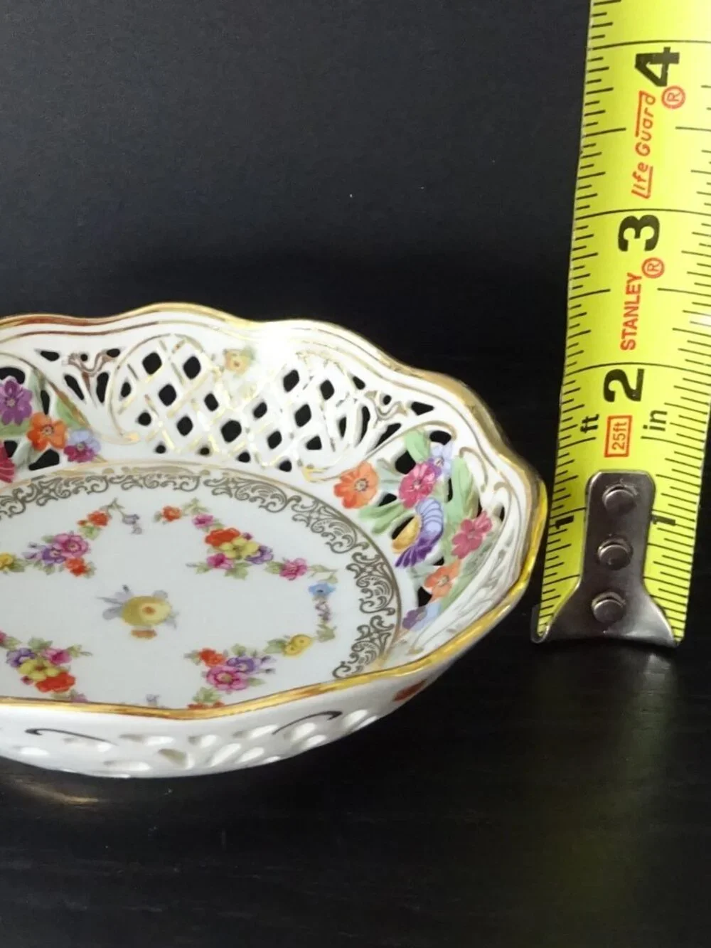 Vintage Schumann Arzberg Germany Reticulated Floral Porcelain Candy Dish 5